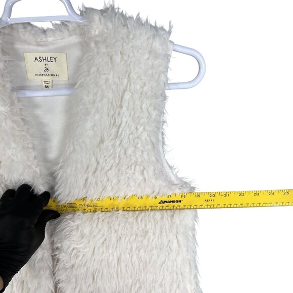 Ashley By 26 International Womens M Fuzzy Faux Fur Long Vest Teddy Cardigan Boho - Picture 9 of 12